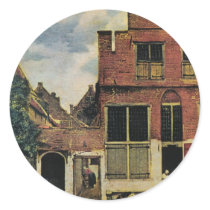 Johannes Vermeer's Street in Delft (circa 1660) Round Sticker