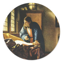 Johannes Vermeer's The Geographer (circa 1669) Round Stickers