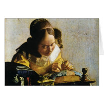 Johannes Vermeer's The Lacemaker (circa 1670) Greeting Card
