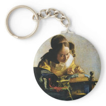 Johannes Vermeer's The Lacemaker (circa 1670) Keychains