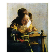 Johannes Vermeer's The Lacemaker (circa 1670) posters