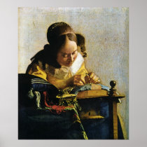 Johannes Vermeer's The Lacemaker (circa 1670) Print