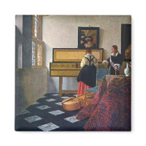 Johannes Vermeer's The Music Lesson (circa1663) Fridge Magnet
