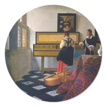 Johannes Vermeer's The Music Lesson (circa1663) Round Sticker