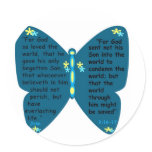 John 3: 16- 17 butterfly blue stickers