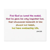 John 3:16 Christian Gift Postcard