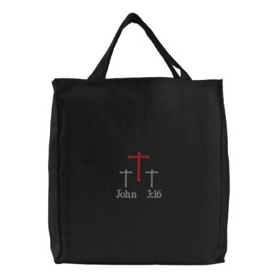 John 3:16 Embroidered Tote Bag by 777Images