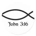 John 3:16 Fish Round Stickers