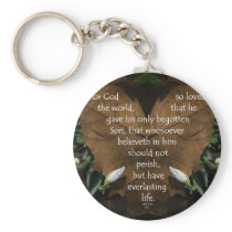 john 3:16 king james on heart leaf keychain