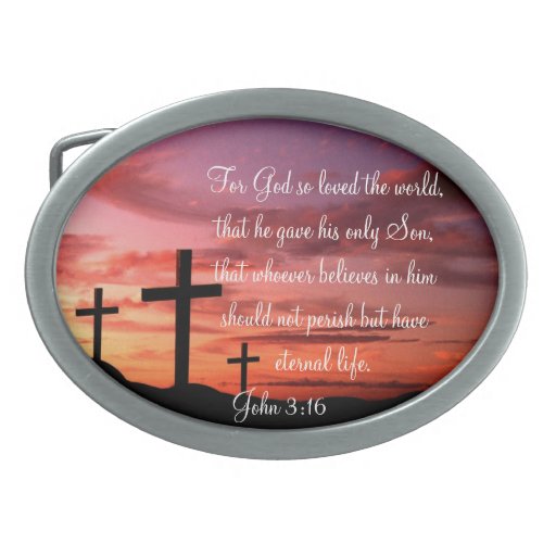 John 3:16 oval belt buckles