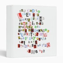John 3:16 Ransom Note 1" P{hoto Album 3 Ring Binder