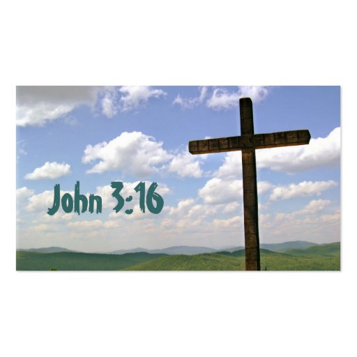 John 3:16 Scripture Memory Card, Cross Business Card (front side)