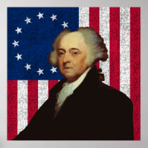 John Adams and The American Flag Print