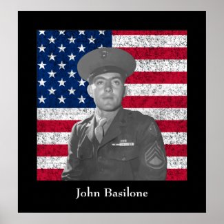 John Basilone and The US Flag print