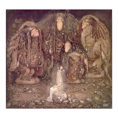 John Bauer Trolls with an abducted princess Poster