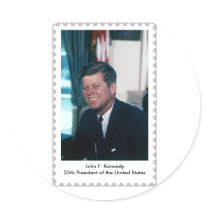 John F Kennedy 35th President Almost a stamp. stickers by maximus7 John F Kennedy 35th President Almost a stamp. stickers