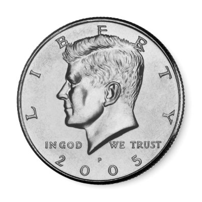John F Kennedy Half Dollar Coin magnet. by maximus7
