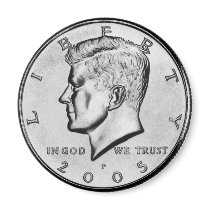 John F Kennedy Half Dollar Coin magnet.
