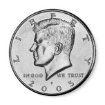 John F Kennedy Half Dollar Coin magnet.