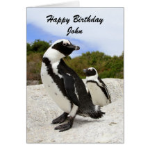 John Happy Birthday Penguins Humor Card