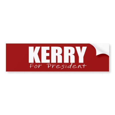 Bumper Funny John Kerry Sticker on Electiongear Com   Election T Shirts  Election Bumper Stickers