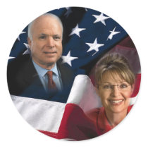 John McCain & Sarah Palin, 2008 Elections Round Stickers