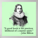 John Milton Portrait and Quote Poster posters