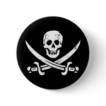 John Rackham (Calico Jack) Pirate Flag Jolly Roger Button