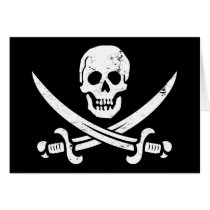 John Rackham (Calico Jack) Pirate Flag Jolly Roger Card
