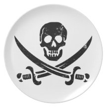 John Rackham (Calico Jack) Pirate Flag Jolly Roger Dinner Plates