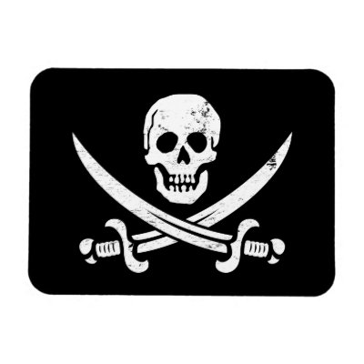 John Rackham (Calico Jack) Pirate Flag Jolly Roger Rectangle Magnet