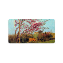 John William Godward - Landscape Blossoming Red Al Personalized Address Labels