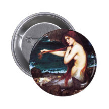 John William Waterhouse Mermaid Pinback Buttons