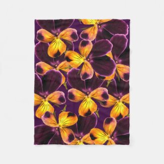Johnny Jump Up Flower Purple Floral Fleece Blanket