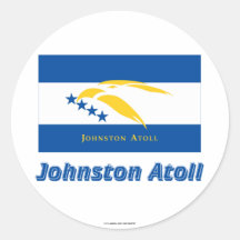 Johnston Atoll Flag with Name Round Stickers