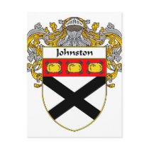 Johnston Coat of Arms/Family Crest (Mantled) postcards
