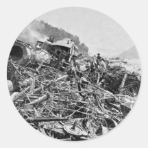 Johnstown Flood Train Wreck Vintage 1889 Round Stickers