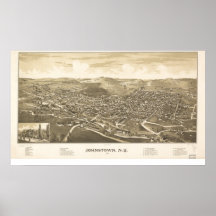 Johnstown New York 1888 Antique Panoramic Map Posters