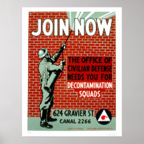 Join Civil Defense Decontamination Squads 1943 WPA Poster