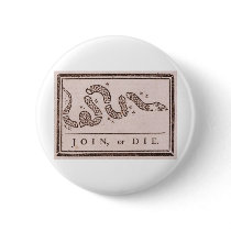 Join or Die Benjamin Franklin Political Cartoon Buttons
