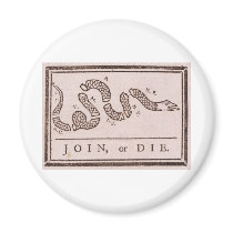 Join or Die Benjamin Franklin Political Cartoon Fridge Magnet