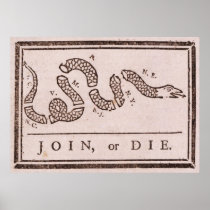 Join or Die Benjamin Franklin Political Cartoon Posters