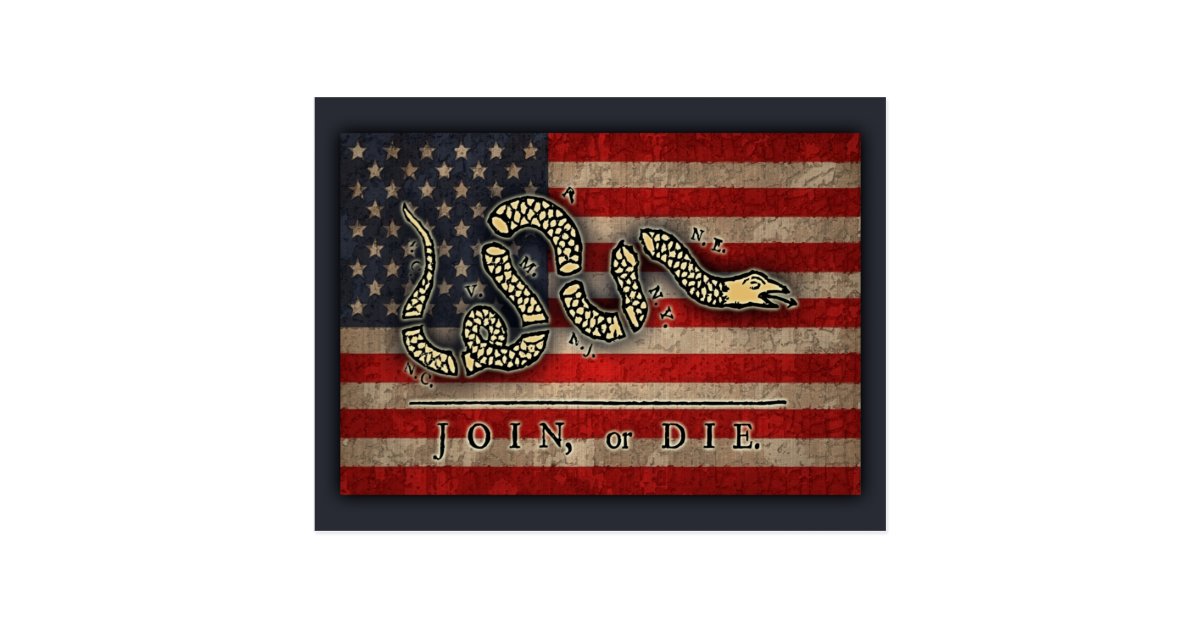 Join, Or Die -Flag Postcard | Zazzle