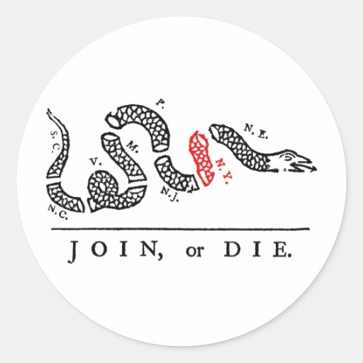 JOIN, or DIE New York Classic Round Sticker | Zazzle