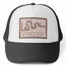 Join or Die ORIGINAL Benjamin Franklin Cartoon Mesh Hats