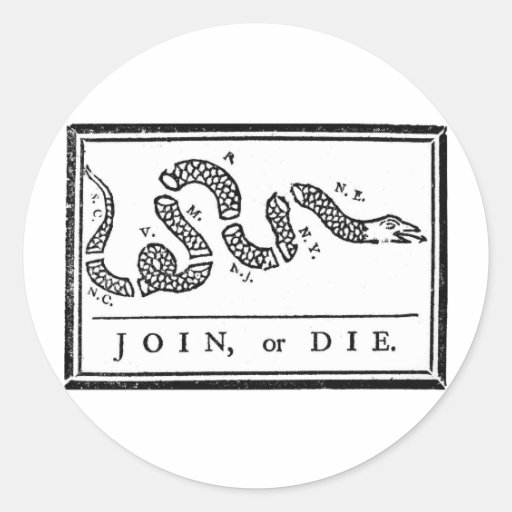 Join Or Die Round Stickers