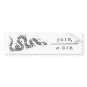Join or Die (white) bumper stickers