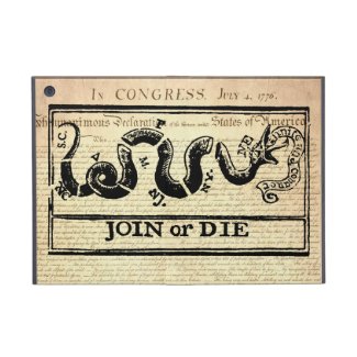 Join Or Die Woodcut on Declaration of Independence iPad Mini Covers