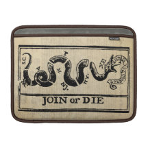 Join Or Die Woodcut on Declaration of Independence MacBook Sleeve