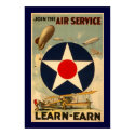 Join The Air Service "Learn-Earn" (Blue Border) posters